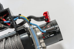 Close-up view of cable and connector components