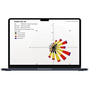 Hydstra interface with a circular chart containing colored bars extending in several directions.