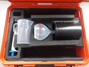 Equipment stored inside a transport case